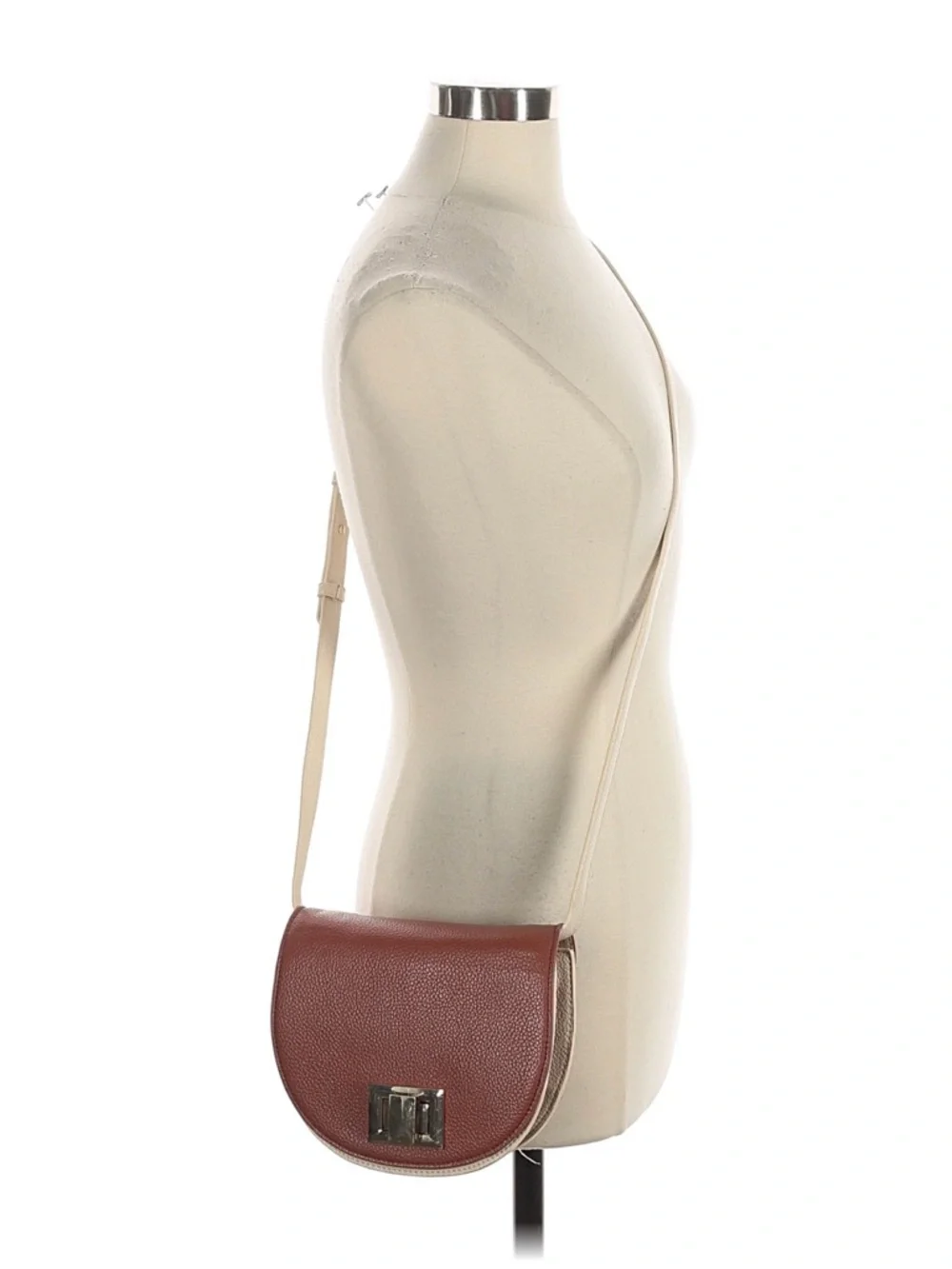 Steve Madden Brown Saddle Crossbody with Cream Strap and Gold Hardware - Picture 2 of 3